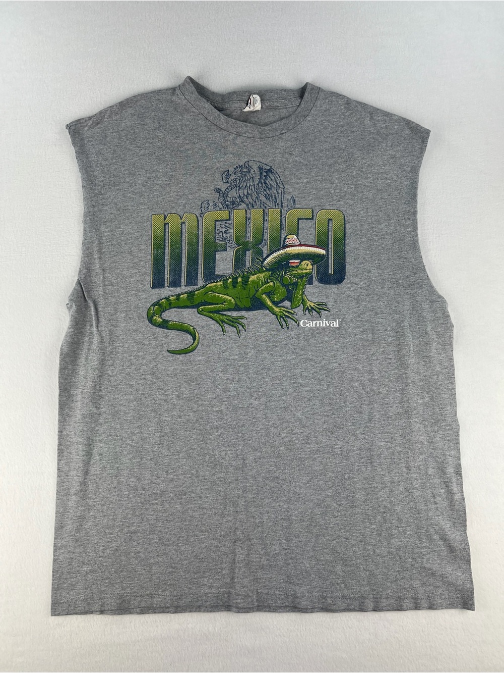 Delta Gray Sleeveless Tee with Green Reptile Mexico Graphic